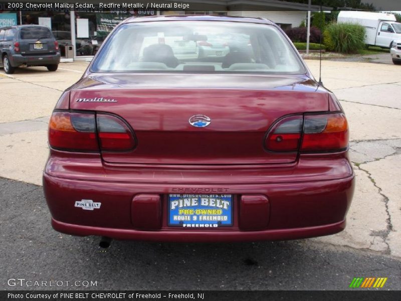 Redfire Metallic / Neutral Beige 2003 Chevrolet Malibu Sedan