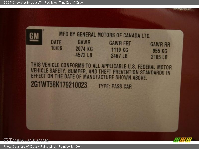 Red Jewel Tint Coat / Gray 2007 Chevrolet Impala LT