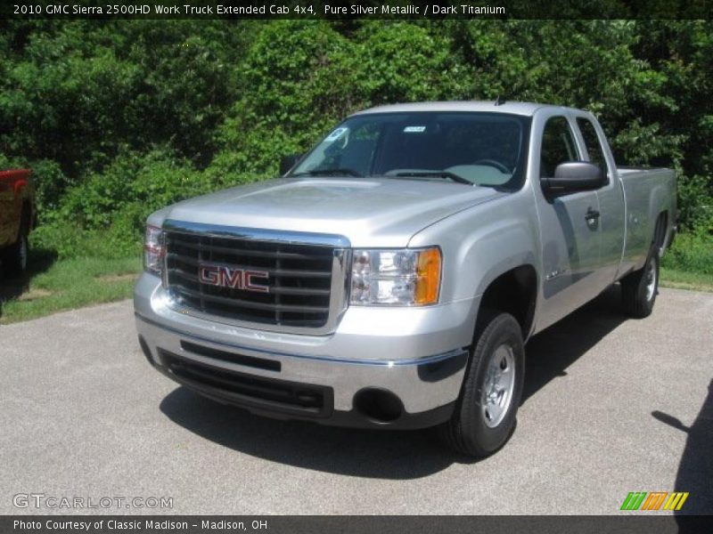 Pure Silver Metallic / Dark Titanium 2010 GMC Sierra 2500HD Work Truck Extended Cab 4x4