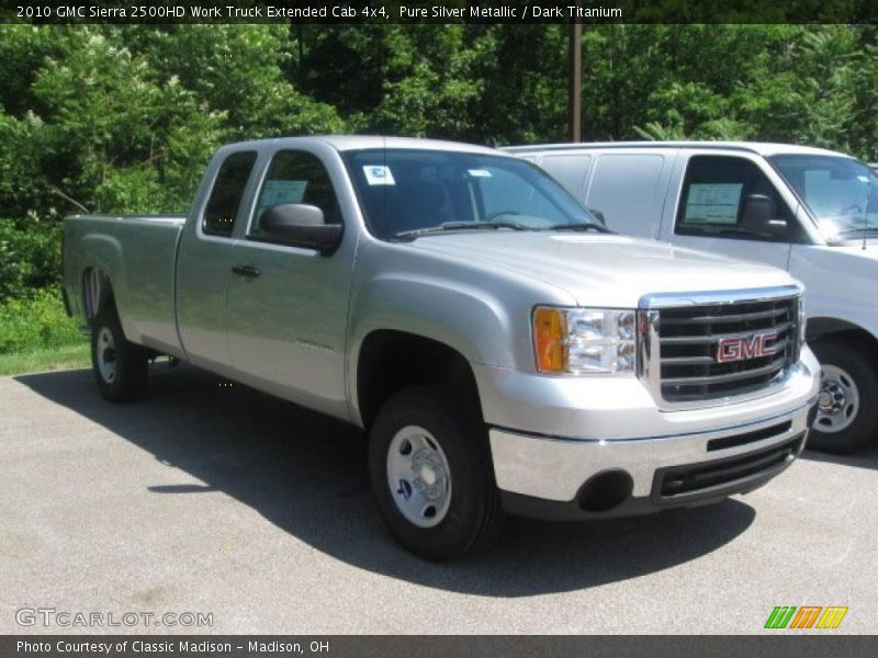 Pure Silver Metallic / Dark Titanium 2010 GMC Sierra 2500HD Work Truck Extended Cab 4x4