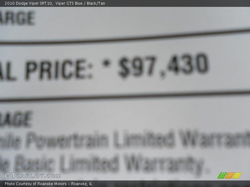 Viper GTS Blue / Black/Tan 2010 Dodge Viper SRT10