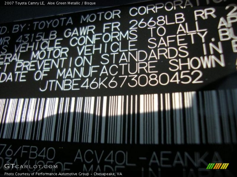 Aloe Green Metallic / Bisque 2007 Toyota Camry LE