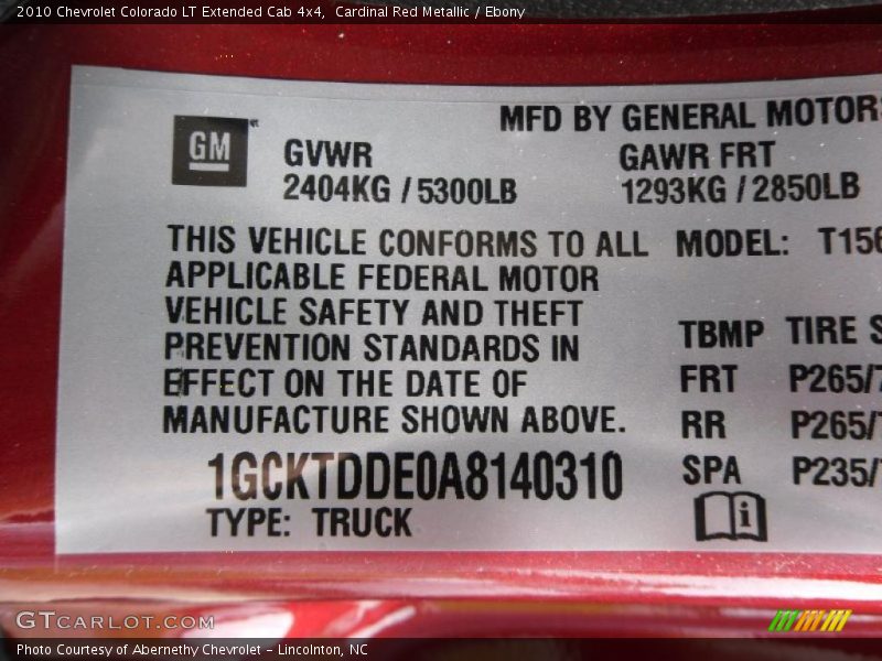 Cardinal Red Metallic / Ebony 2010 Chevrolet Colorado LT Extended Cab 4x4