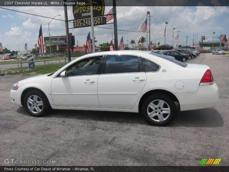 White / Neutral Beige 2007 Chevrolet Impala LS