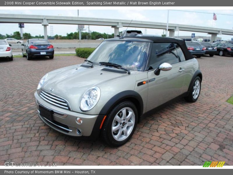 Sparkling Silver Metallic / Malt Brown English Leather 2008 Mini Cooper Convertible Sidewalk Edition
