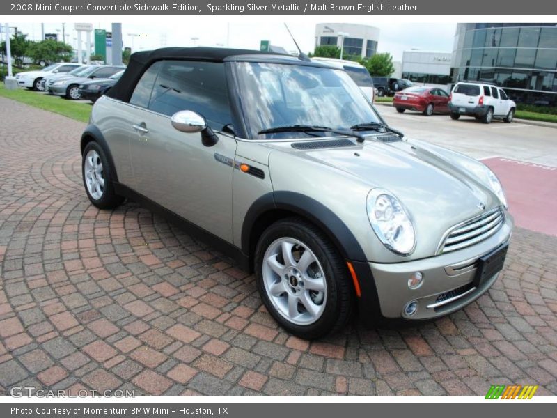 Sparkling Silver Metallic / Malt Brown English Leather 2008 Mini Cooper Convertible Sidewalk Edition