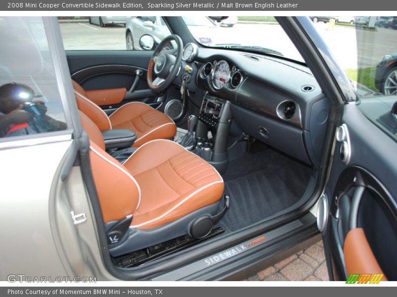 Sparkling Silver Metallic / Malt Brown English Leather 2008 Mini Cooper Convertible Sidewalk Edition