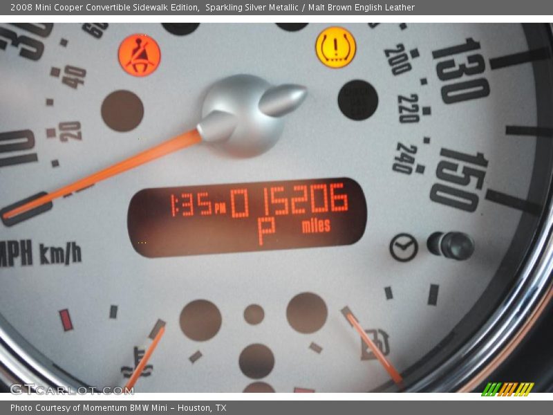 Sparkling Silver Metallic / Malt Brown English Leather 2008 Mini Cooper Convertible Sidewalk Edition