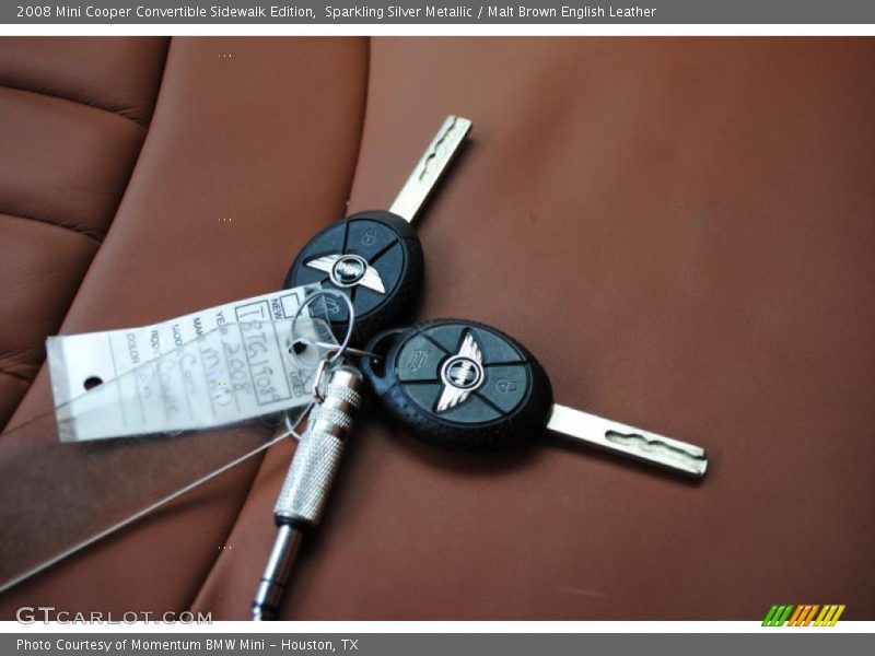 Sparkling Silver Metallic / Malt Brown English Leather 2008 Mini Cooper Convertible Sidewalk Edition