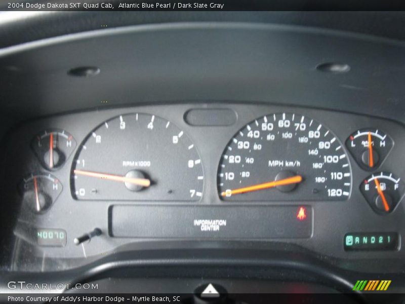 Atlantic Blue Pearl / Dark Slate Gray 2004 Dodge Dakota SXT Quad Cab