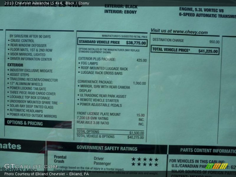 Black / Ebony 2010 Chevrolet Avalanche LS 4x4