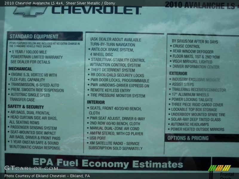 Sheer Silver Metallic / Ebony 2010 Chevrolet Avalanche LS 4x4