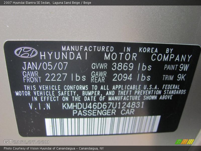Laguna Sand Beige / Beige 2007 Hyundai Elantra SE Sedan