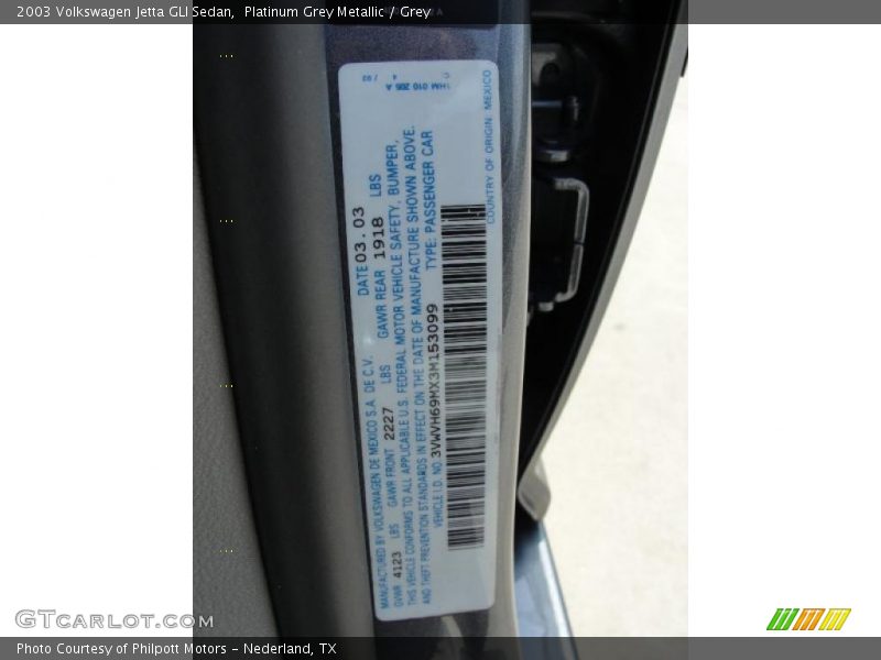 Platinum Grey Metallic / Grey 2003 Volkswagen Jetta GLI Sedan