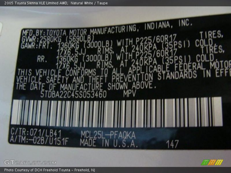 Natural White / Taupe 2005 Toyota Sienna XLE Limited AWD