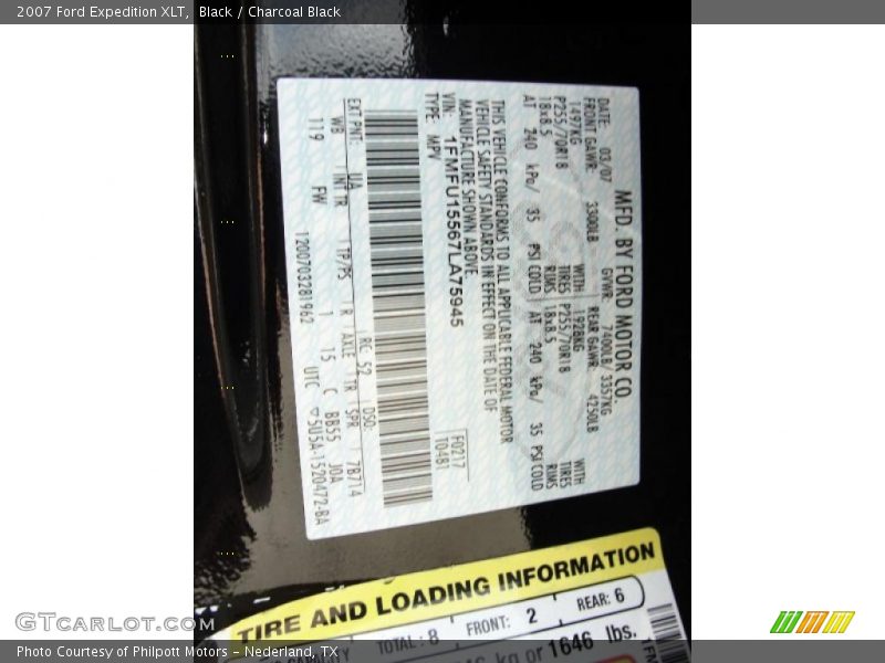 Black / Charcoal Black 2007 Ford Expedition XLT