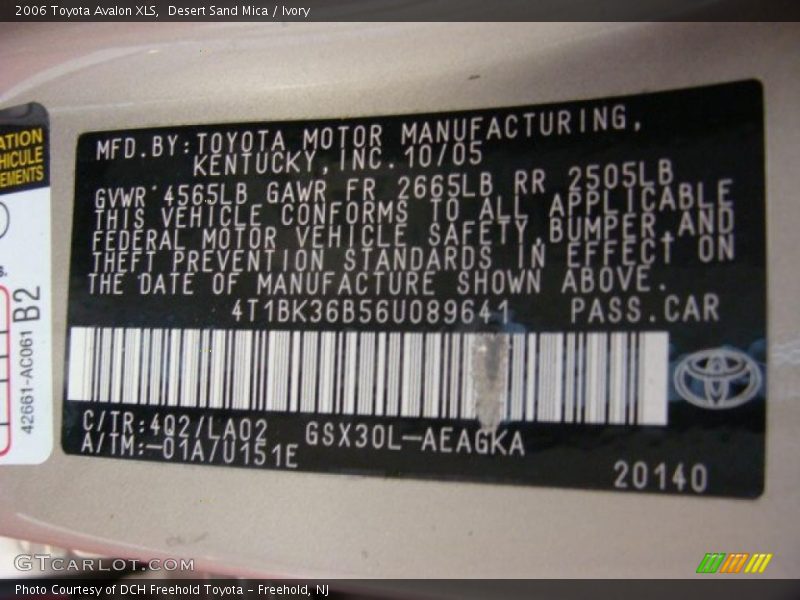 Desert Sand Mica / Ivory 2006 Toyota Avalon XLS