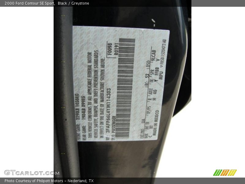 Black / Greystone 2000 Ford Contour SE Sport