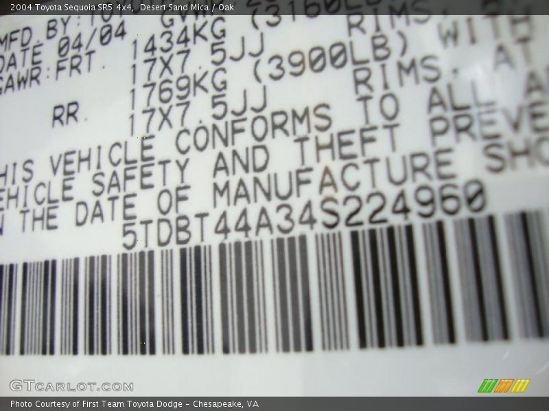 Desert Sand Mica / Oak 2004 Toyota Sequoia SR5 4x4