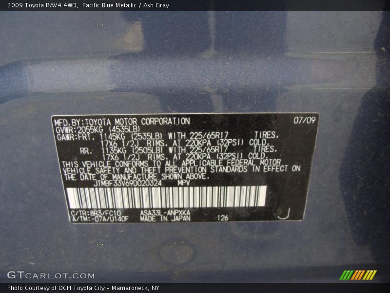 Pacific Blue Metallic / Ash Gray 2009 Toyota RAV4 4WD