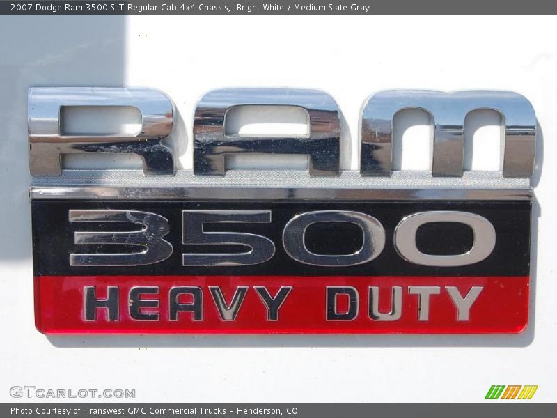 Bright White / Medium Slate Gray 2007 Dodge Ram 3500 SLT Regular Cab 4x4 Chassis