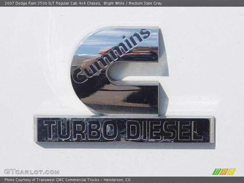 Bright White / Medium Slate Gray 2007 Dodge Ram 3500 SLT Regular Cab 4x4 Chassis