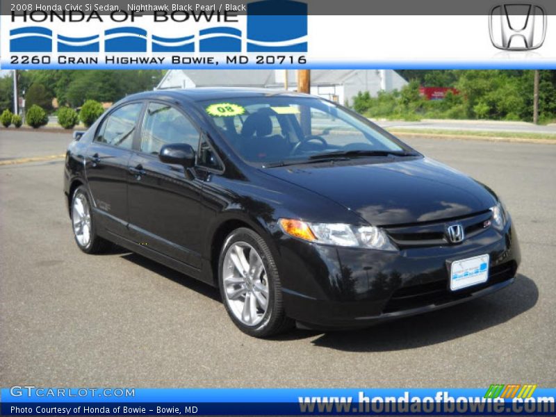 Nighthawk Black Pearl / Black 2008 Honda Civic Si Sedan