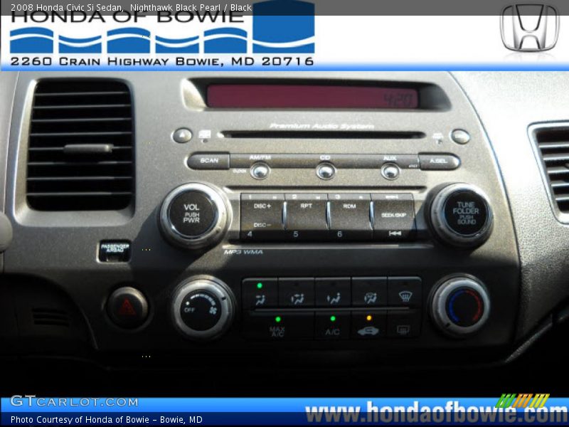Nighthawk Black Pearl / Black 2008 Honda Civic Si Sedan
