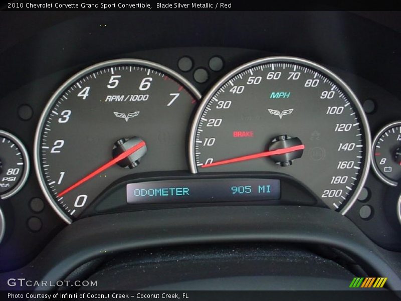 Blade Silver Metallic / Red 2010 Chevrolet Corvette Grand Sport Convertible