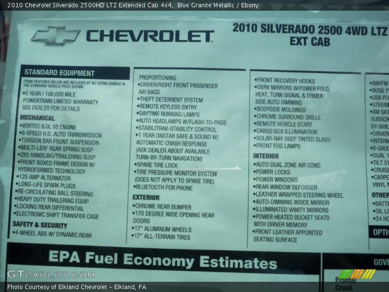 Blue Granite Metallic / Ebony 2010 Chevrolet Silverado 2500HD LTZ Extended Cab 4x4