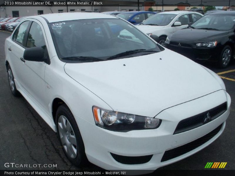 Wicked White Metallic / Black 2010 Mitsubishi Lancer DE