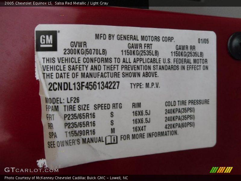Salsa Red Metallic / Light Gray 2005 Chevrolet Equinox LS