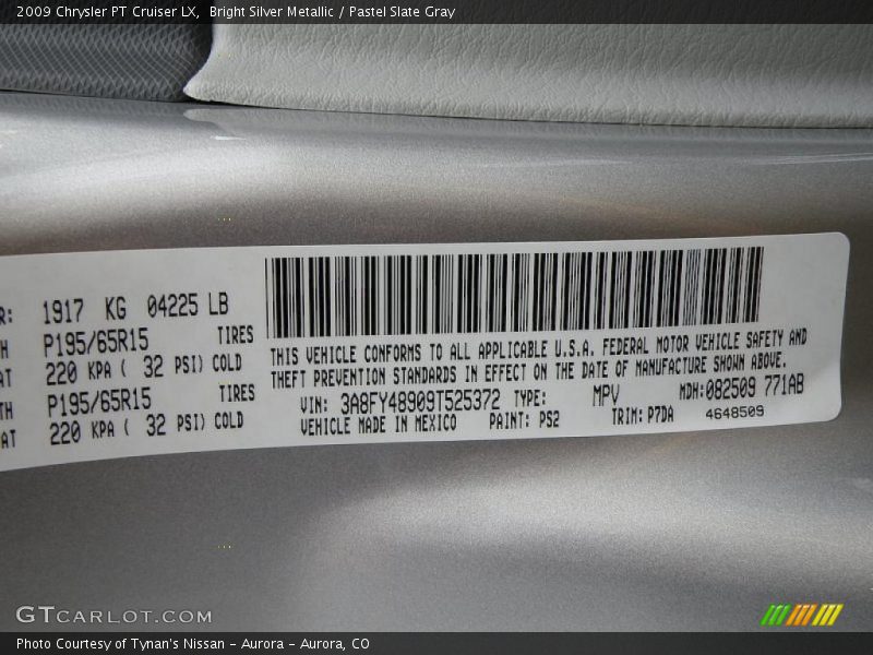 Bright Silver Metallic / Pastel Slate Gray 2009 Chrysler PT Cruiser LX