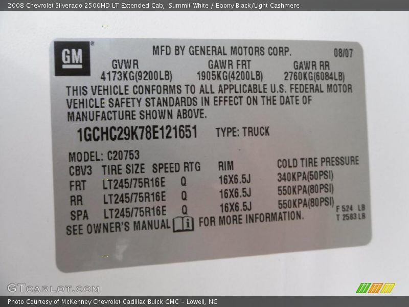 Summit White / Ebony Black/Light Cashmere 2008 Chevrolet Silverado 2500HD LT Extended Cab