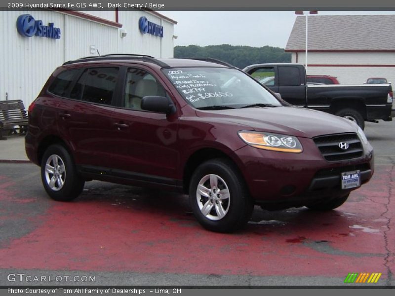 Dark Cherry / Beige 2009 Hyundai Santa Fe GLS 4WD