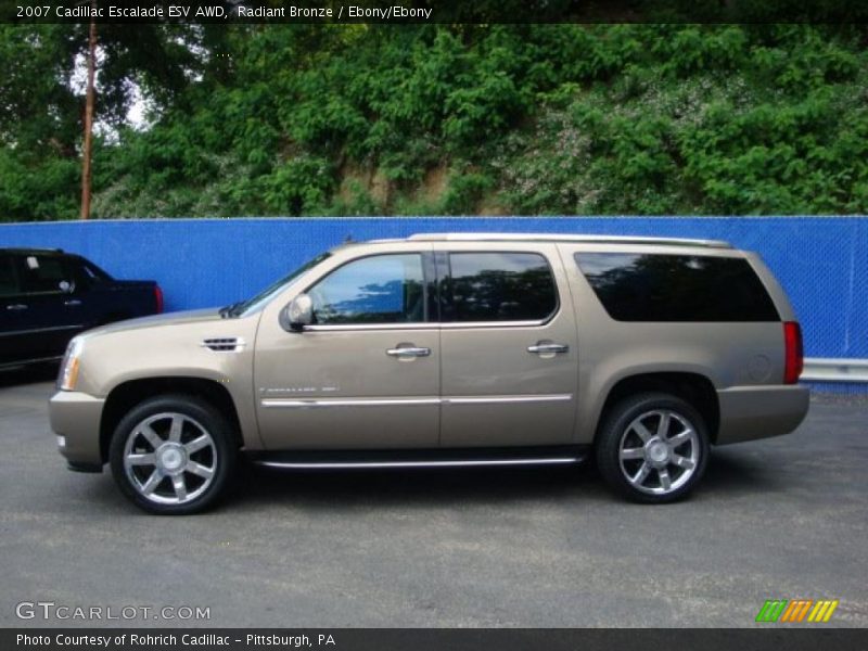 Radiant Bronze / Ebony/Ebony 2007 Cadillac Escalade ESV AWD