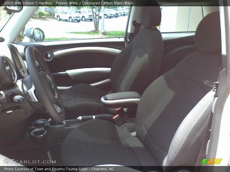 Pepper White / Checkered Carbon Black/Black 2008 Mini Cooper S Hardtop