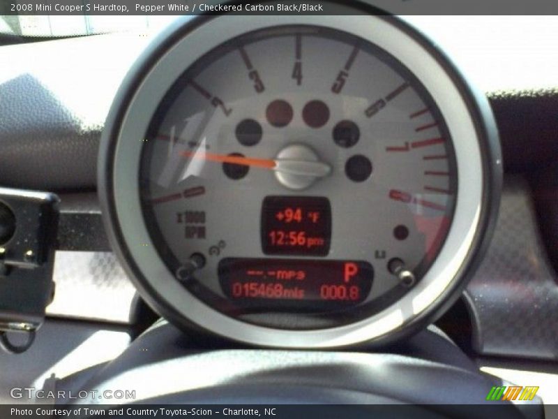 Pepper White / Checkered Carbon Black/Black 2008 Mini Cooper S Hardtop