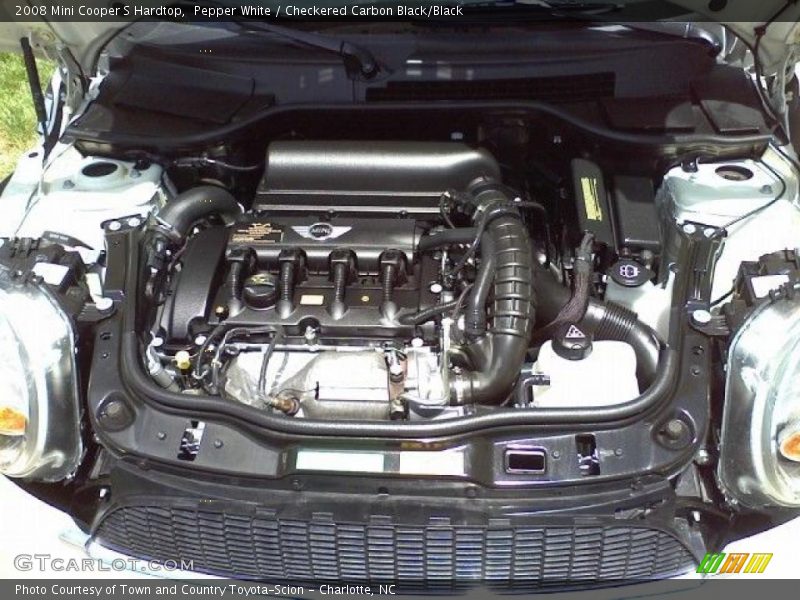 Pepper White / Checkered Carbon Black/Black 2008 Mini Cooper S Hardtop