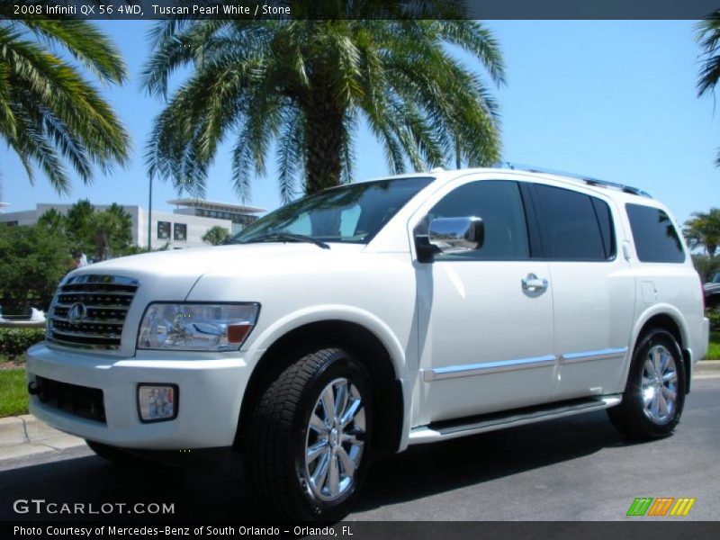 Tuscan Pearl White / Stone 2008 Infiniti QX 56 4WD