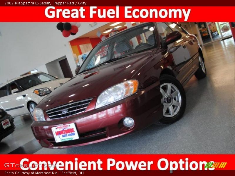 Pepper Red / Gray 2002 Kia Spectra LS Sedan