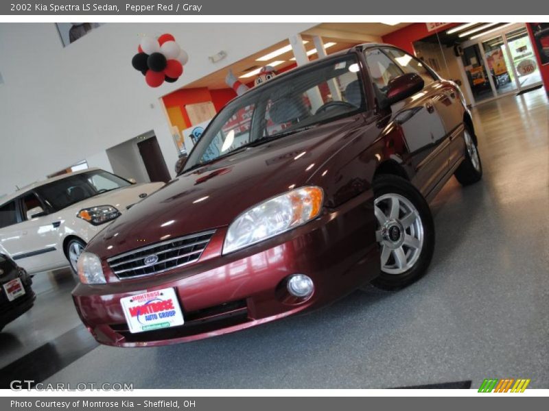 Pepper Red / Gray 2002 Kia Spectra LS Sedan