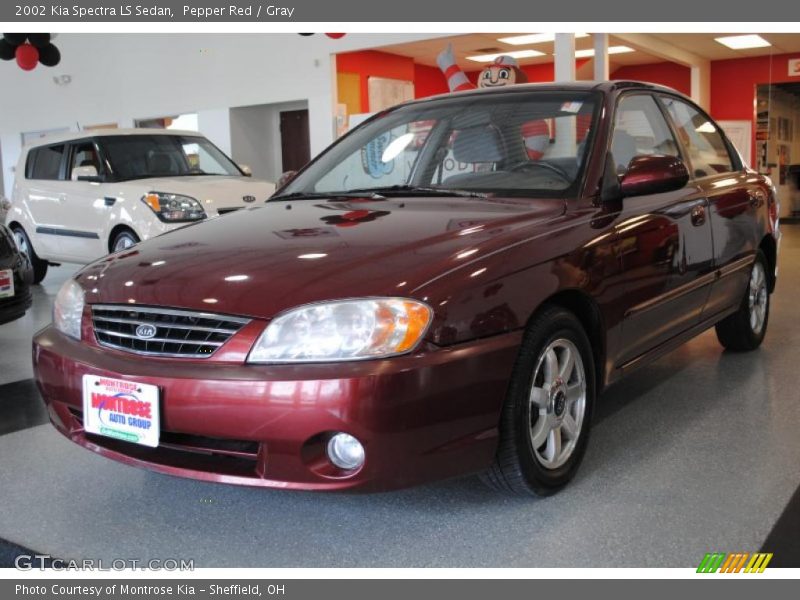 Pepper Red / Gray 2002 Kia Spectra LS Sedan