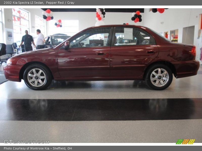 Pepper Red / Gray 2002 Kia Spectra LS Sedan