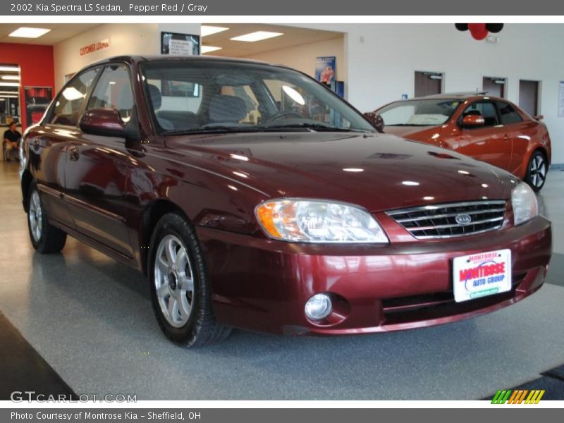 Pepper Red / Gray 2002 Kia Spectra LS Sedan