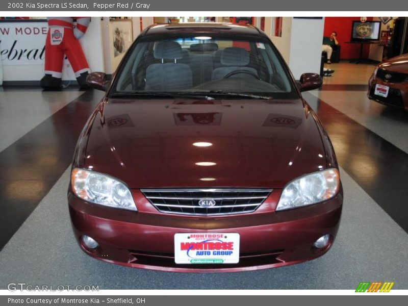 Pepper Red / Gray 2002 Kia Spectra LS Sedan