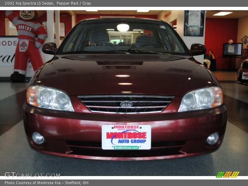 Pepper Red / Gray 2002 Kia Spectra LS Sedan