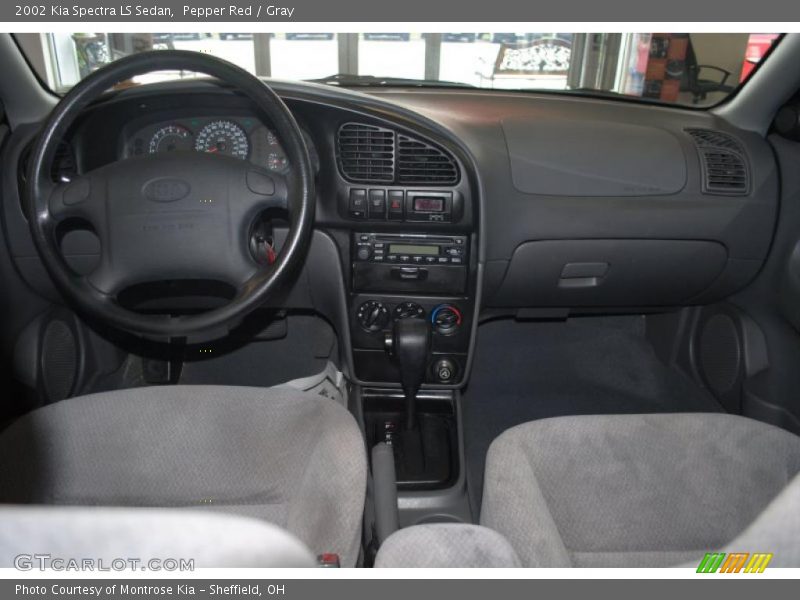 Pepper Red / Gray 2002 Kia Spectra LS Sedan