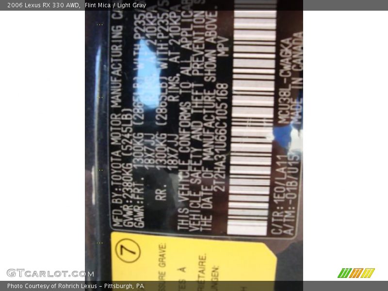 Flint Mica / Light Gray 2006 Lexus RX 330 AWD
