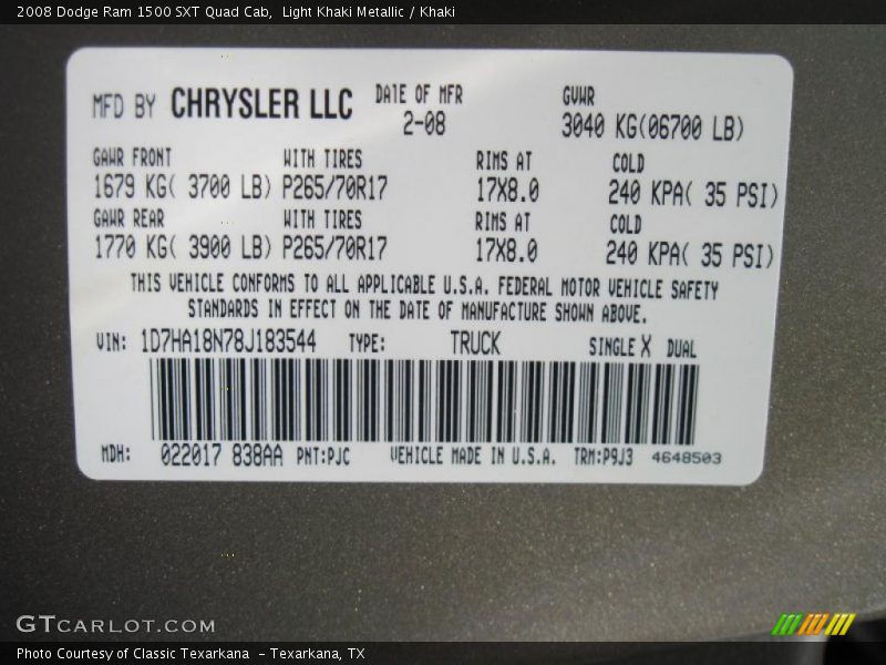 Light Khaki Metallic / Khaki 2008 Dodge Ram 1500 SXT Quad Cab